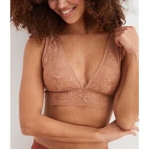 Aerie Size Small Lace Bralette Bra Wireless V Neck Padded